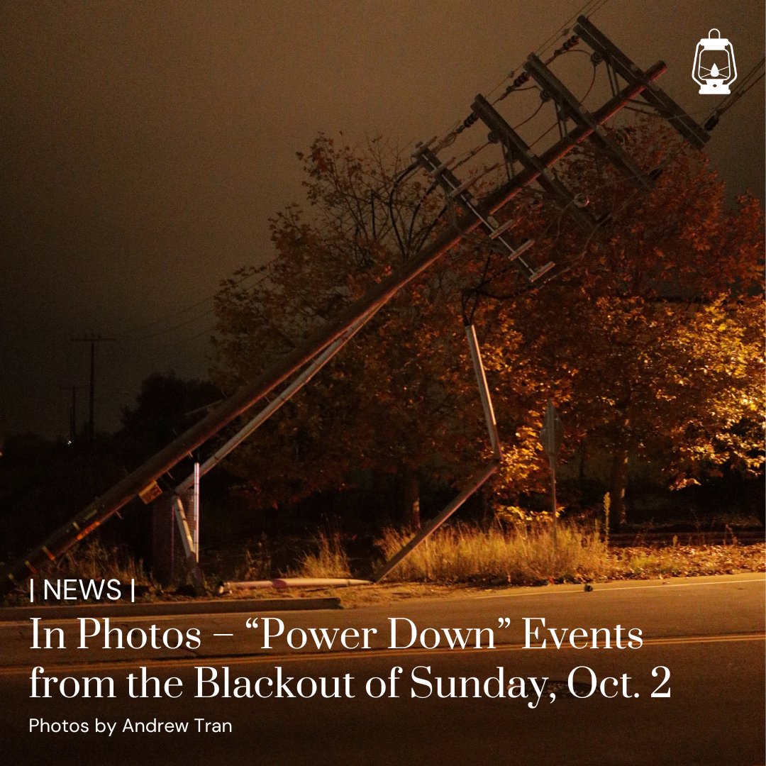 tblucsb's tweet photo. On Oct. 2, at around 2 a.m., the residents of Isla Vista witnessed periods of electrical blackouts in their homes. Click the link in our bio to see photos of the downed utility pole and an exploding power transformer that caused a loud noise and a bright flash on El Colegio Rd. https://t.co/y8XUVmZox5