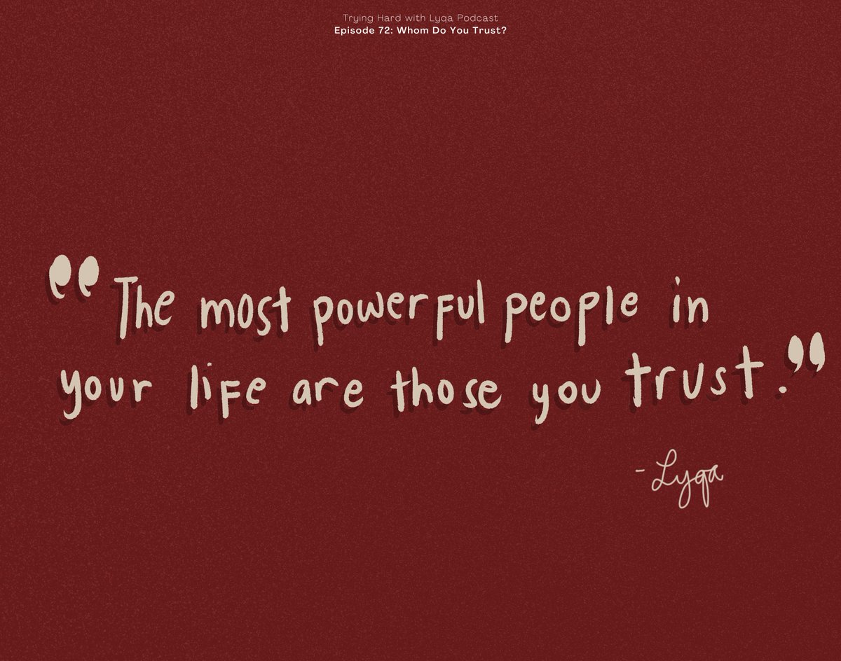 teamlyqa's tweet photo. "What makes a person worthy of your trust?"

Try Hards, we have a new episode!

Stream Episode 72: "Whom Do You Trust?" on Spotify, Apple Podcast, and other streaming platforms.

#TryingHardWithLyqa #Trust #PodcastPH https://t.co/u7YK5AdnO6