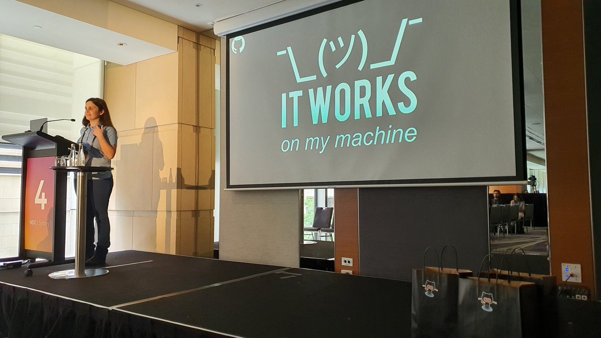 MishManners's tweet photo. "Works on my machine" @fatenhealy on why Codespaces are important.

#NDCsydney https://t.co/NwH2R1IWeI
