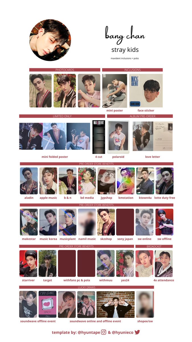 stray kids maxident store benefits + album inclusions templates