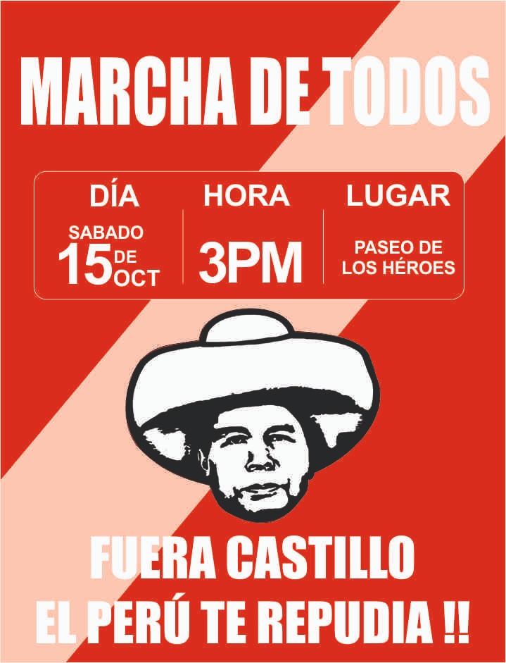 *"MARCHA POR EL PERÚ".*
*SÁBADO 15 OCTUBRE 03 PM PUNTO DE "CONCENTRACIÓN PASEO HÉROES NAVALES".*

*REUNIÓN COORDINACIÓN*
*JUEVES 13 OCTUBRE 2022*
*HORA: 09 PM*
meet.google.com/msn-nkho-njy
*LA PATRIA NO SE VENDE LA PATRIA SE DEFIENDE*
*VIVA EL PERÚ CARAJO*