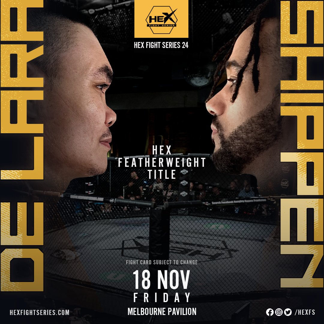 HexFS's tweet image. OUR SECOND TITLE FIGHT FOR HEX FS24

Rex De Lara holds incredible knockout power with notable victories over Stephen Loman and Darwin Sagurit 

Raja Shippen is a crowd favourite who always brings the heat, his last 2 wins both by knockout via spinning elbow 

You can't miss this!