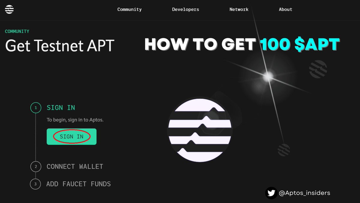 SolCommunityy's tweet photo. Today, we'll share with you instructions to claim 100 $APT Token test from @AptosLabs 🚀

Totally legit &amp; FREE 😍

Here we go👇
1/ Go to https://t.co/Mik5bVyREO and "Sign in", recommend Discord

Don't forget like &amp; RT to help many people know this way

#Aptos #APT #Testnet #Web3 https://t.co/GWKOnJDg1e