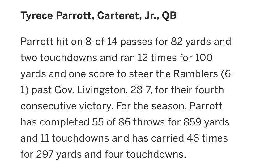 RamblerFB's tweet photo. Our very own @ParrottTyrece was named Big Central Conference Player of The Week! Well Deserved! https://t.co/xGdq2XMvRf