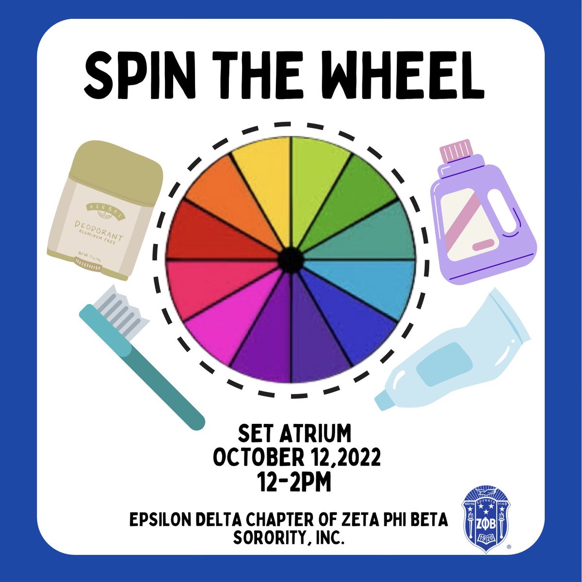 Stop by our table tomorrow in the set 12-2! Spin the wheel and win a prize; everyone is a winner 💙🤍