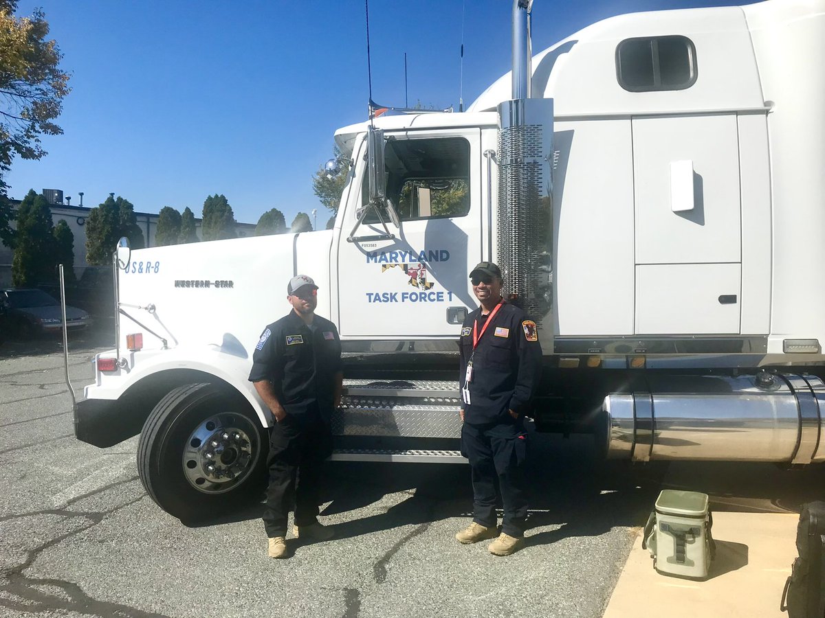 PGFDNews's tweet photo. #PGFD Battalion Chief Rollins &amp; Captain Bridgette welcome Lieutenants Ianiero &amp; Verdadero home from their Maryland Task Force 1 deployment to Florida to assist with Hurricane Ian response. #ServiceIsTheMission #PrinceGeorgesProud https://t.co/rUMEcgbZ8X