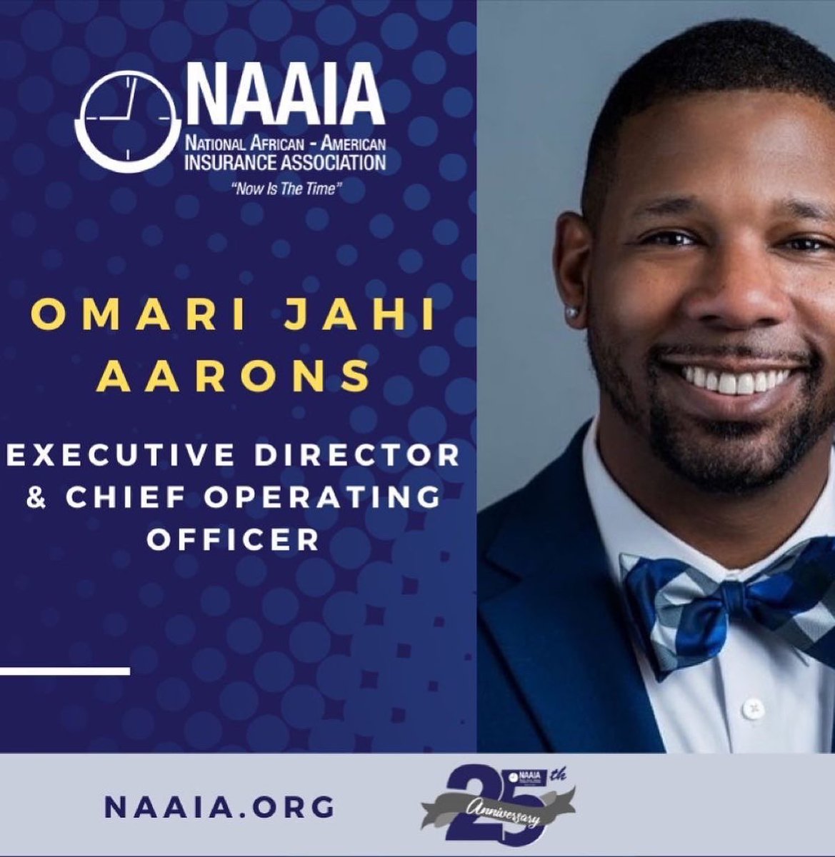 Good news! Two of our board members to leadership positions on a national and global scale: 

- Traci Adedeji, 2023 President-Elect of The Institutes CPCU Society. 

- Omari Jahi Aarons, Executive Director &amp; Chief Operating Officer of NAAIA. 

#naaianow
