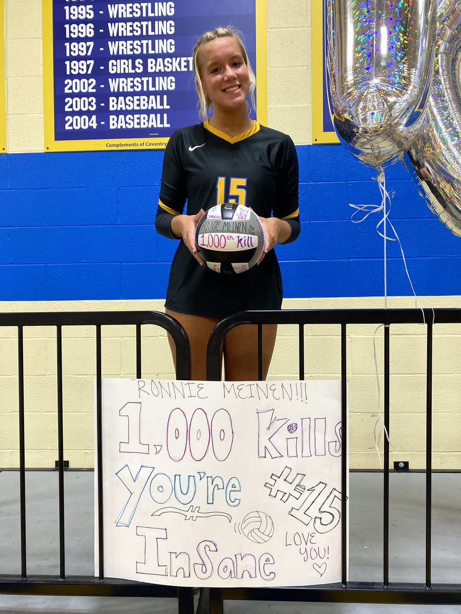 HUGE SHOUTOUT TO RONNIE MEINEN FOR GETTING HER 1,000th KILL!!! This kid can truly do it all! She works hard daily to be the outstanding volleyball player she is! Congratulations on this BIG milestone #15!