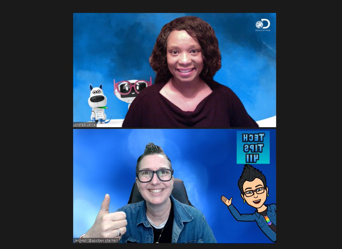 apsitjen's tweet photo. Thanks, @andie_lance for moderating my @DiscoveryEd #FallVirtCOn session. You rock!
I had such a blast sharing with champion educators. https://t.co/hsMOdBjS7U