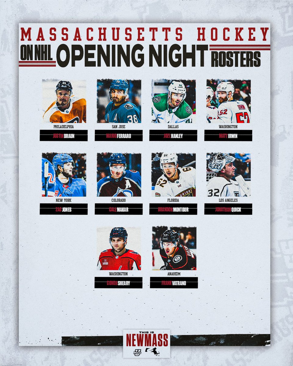 Good luck and good health to our 🔟 alumni who have made <a href="/NHL/">NHL</a> opening night rosters ⤵️

#NewMass X #Flagship 🚩