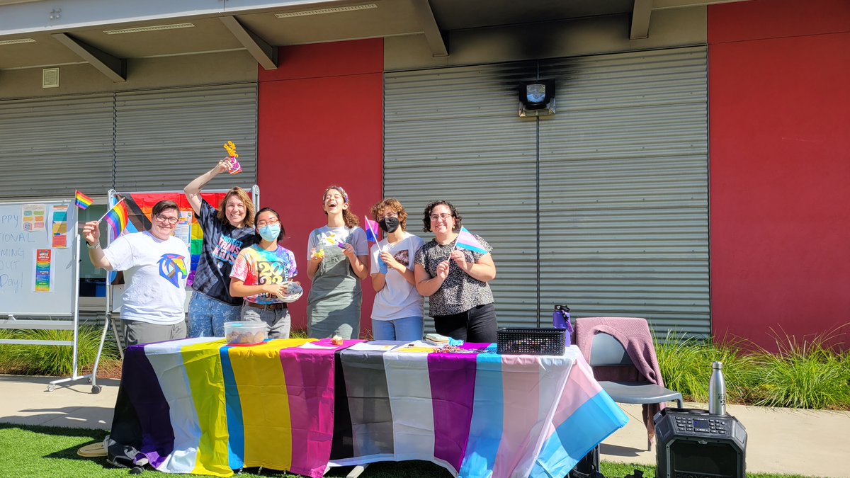 nuevaschool's tweet photo. #SeenAtNueva: Students and faculty/staff on #NationalComingOutDay, selling baked goods; proceeds go to @OutRightIntl and @TransLawCenter. In their words: "We hope to support the fight for trans rights and advance LGBTQ advocacy and anti-discrimination efforts around the world." https://t.co/xUHq8VU1Da