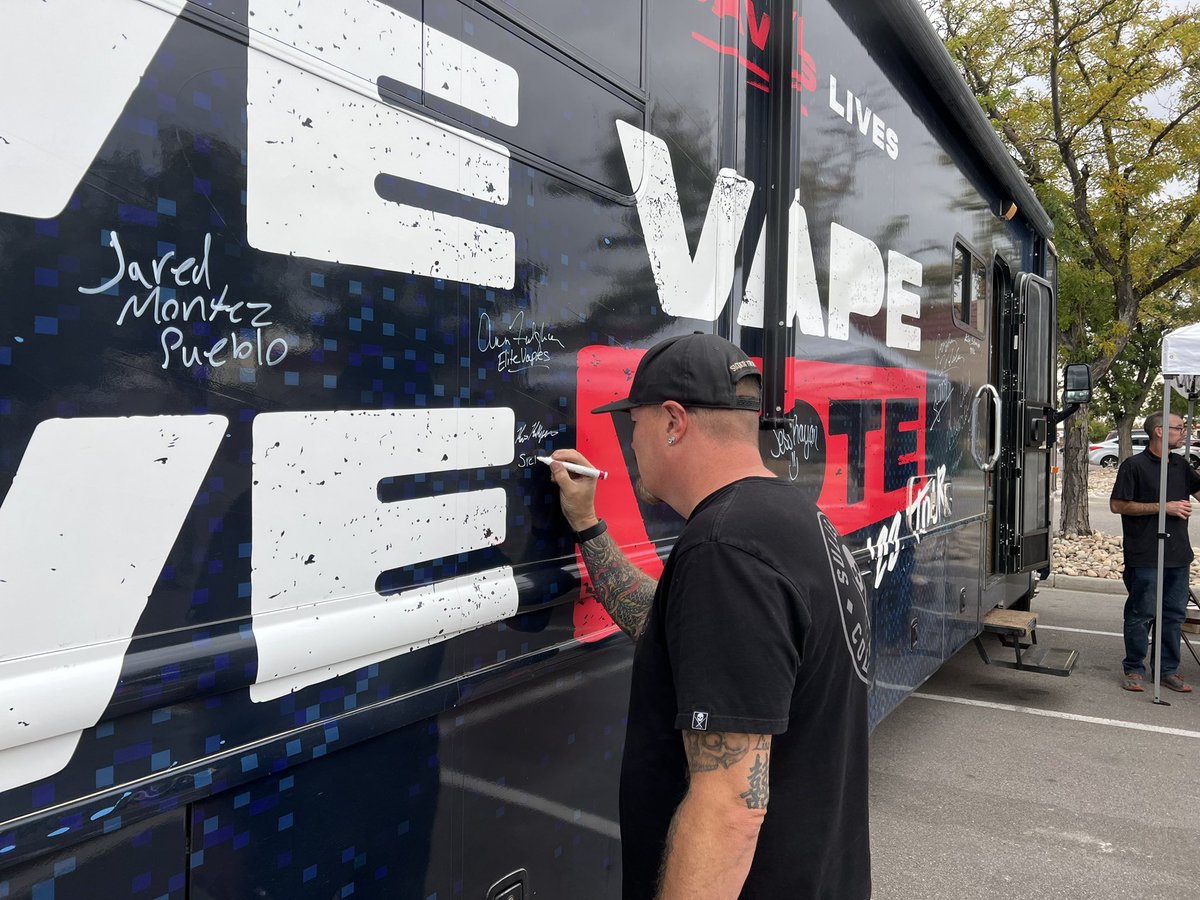 If you don’t have your name on the bus, find a stop near you! Great event in Thornton, CO. <a href="/Kyle_Mullica/">Senator Kyle Mullica</a> too bad you couldn’t stop by. #WeVapeWeVote made sure to let your constituents know your track record 🫣 You have dismissed us for too long! We fight for the right to switch💪