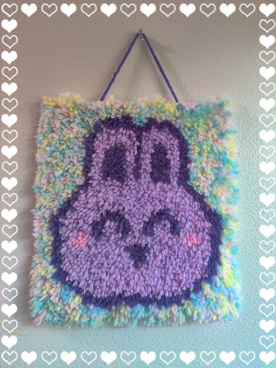 🍄 latch hook rabbit 🍄 on Twitter "my first latch hook rug is finally