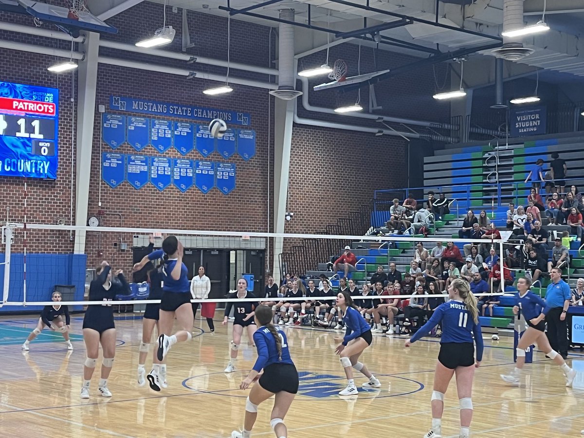 MNHSActivities's tweet photo. Mustangs win 2nd set vs. Patriots 25-16! 
⁦@MillardNorthVB⁩ ⁦@AaronBearinger⁩ ⁦@MillardNorthHS⁩ https://t.co/9CtOJb5xQs
