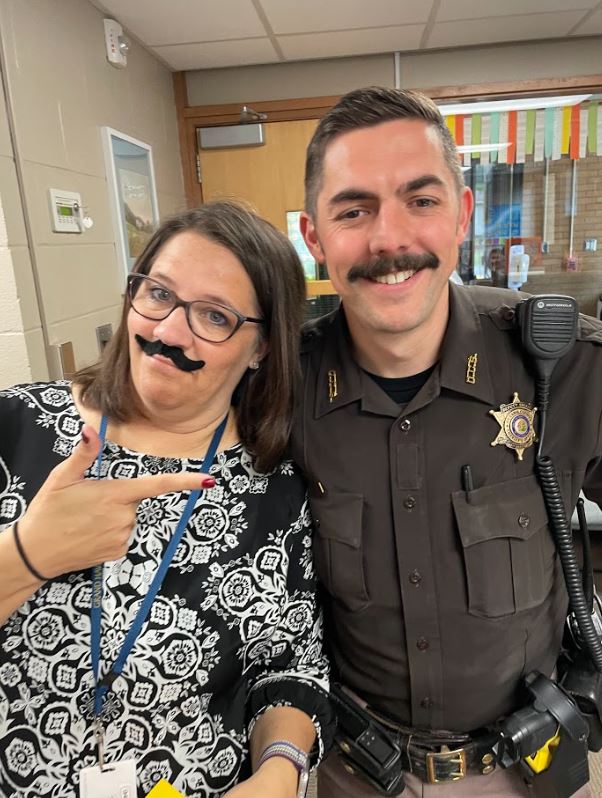 What our dear Dept. Reuwer thought was a routine fire drill actually turned out to be Mustache Day! We think our SRO is the best!
We appreciate his investment, his sense of humor, and... his mustache!
<a href="/ottawacountydsa/">Ottawa County Deputy Sheriff's Association - MI</a> <a href="/miOttawa/">Ottawa County</a> <a href="/ghschools/">GHAPS</a> #mustachedayoct11 #joyculture