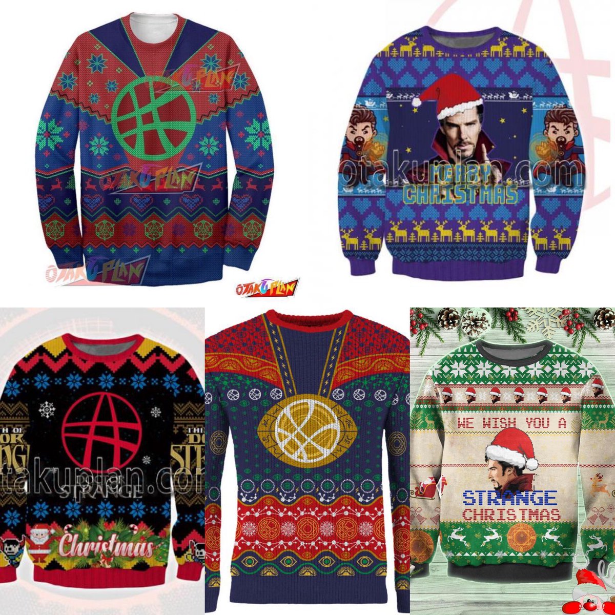 howardhallis's tweet photo. Which one is the ugliest #bootleg #DoctorStrange #ChristmasSweater ? https://t.co/HhN2n9d7Wf