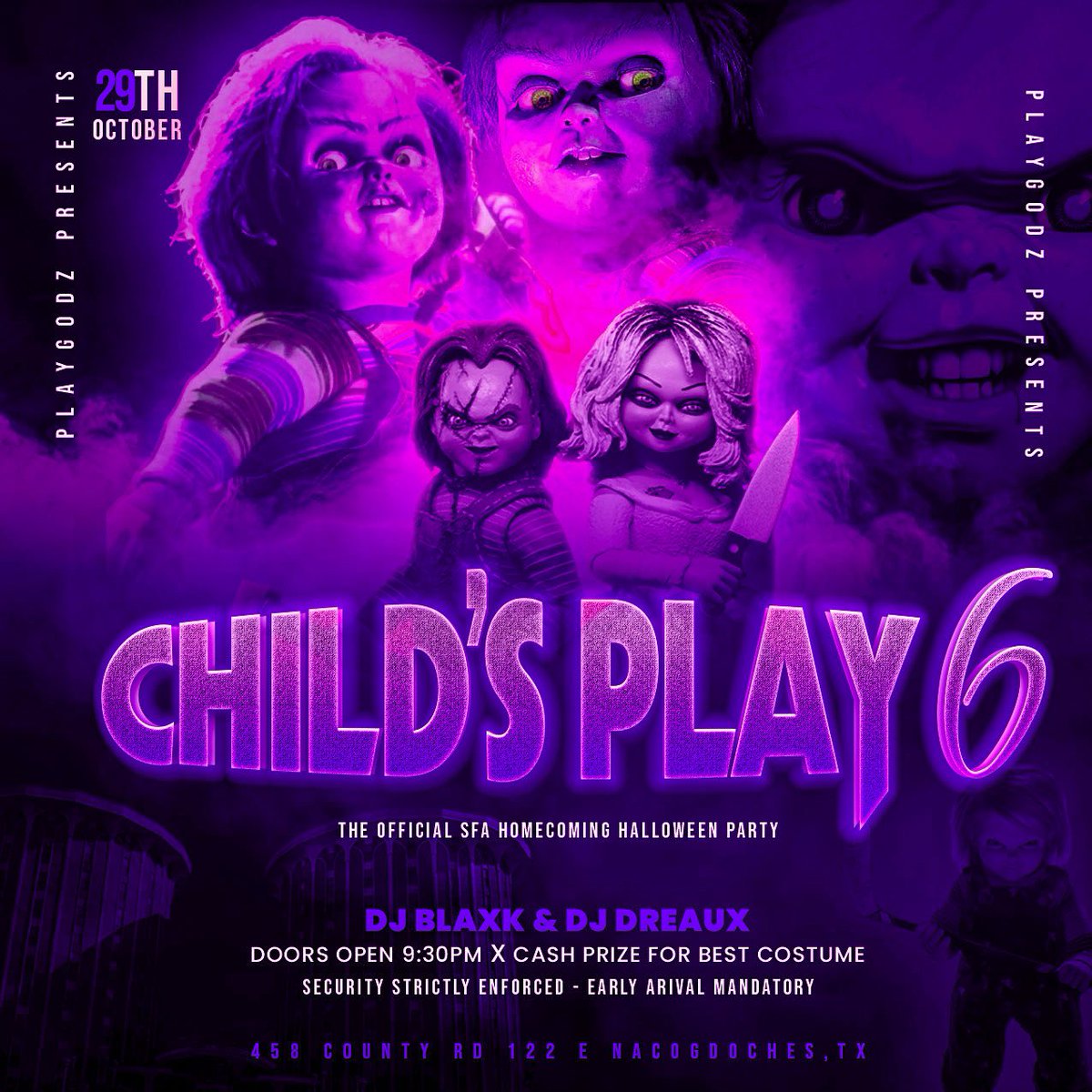 #SFAChildsPlay6 Oct. 29th 🎃👻 tweet media