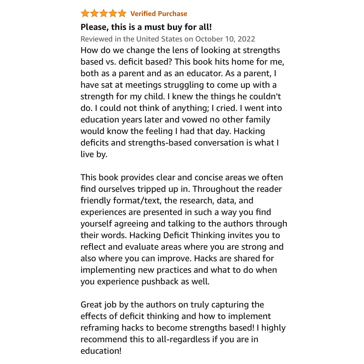 bestrengthbased's tweet photo. Review of the day ‼️ Thank you so much to our amazing readers for helping make day one of book launch week such a great success. We’re just getting started!

#hackingdeficits #deficitthinking #whatsstrongwithyou #watchmeflourish #wrongtostrong #booklaunch #k12 #schoolpsychologist https://t.co/rqGexLmSx3
