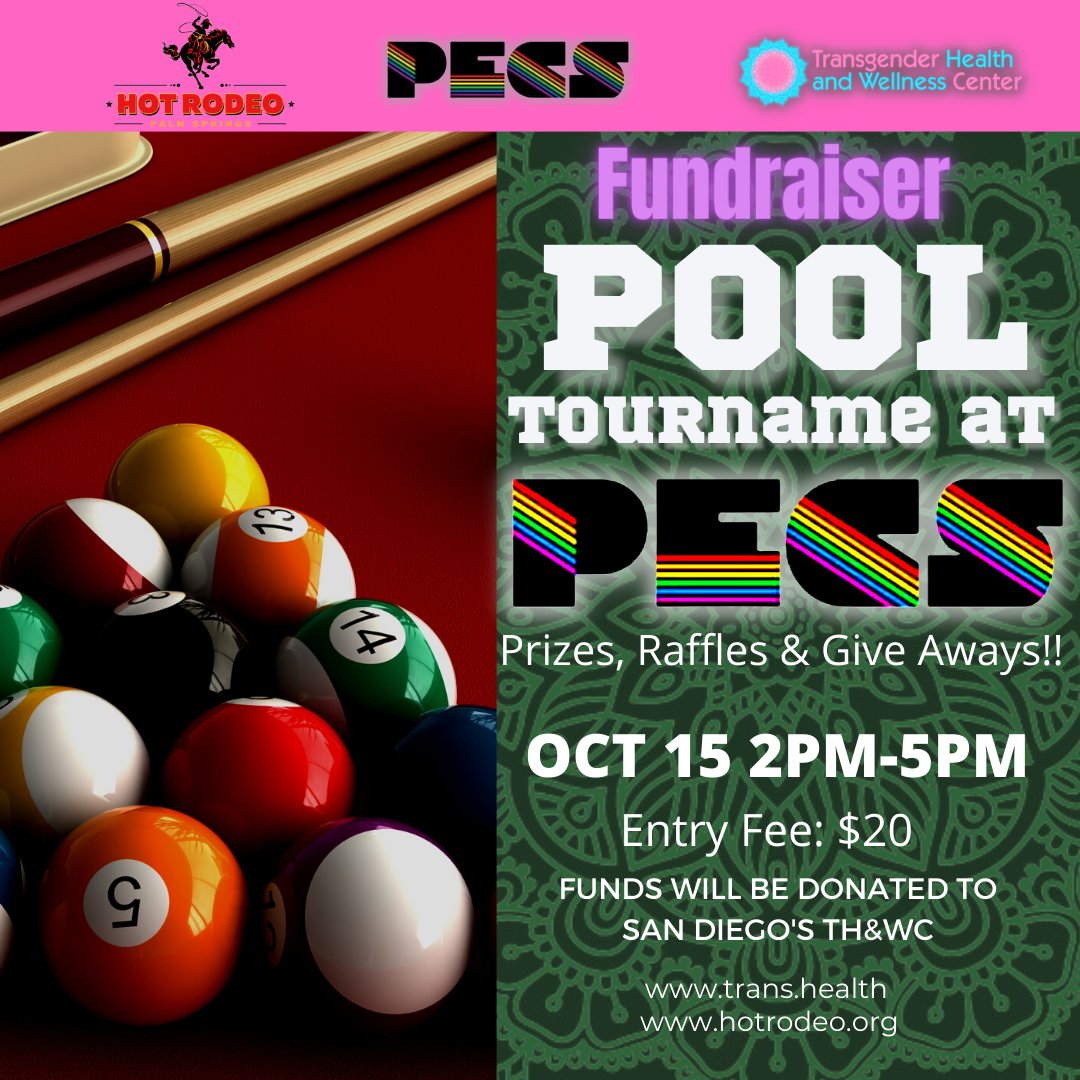 TransHAWC's tweet image. The TH&amp;amp;WC and Hot Rodeo invite you to come play, show off your skills and support your community!!!
Special thank you to the amazing people at Hot Rodeo and PECS bat for making this event possible.

#trans #transcommunity #transcalifornia #transsandiego #transhealthandwellness