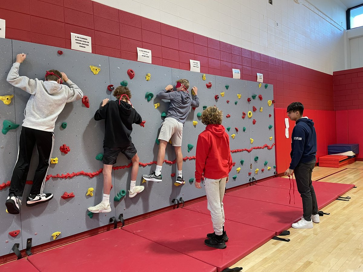 The blindfold challenge. They communicate and help one another across the wall. I stand back and admire. #CVProud