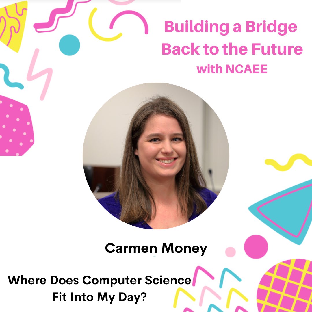 NCAEE1's tweet photo. Sign up at https://t.co/xhzVhWXWGk and participate in many great PD sessions!  
If you want to learn more about Computer Science come check out Carmen Money! https://t.co/jETz8UYwXg