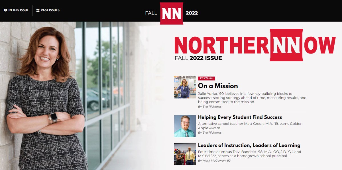 niu_alumni's tweet photo. The Fall 2022 edition of our Northern Now magazine is now available! Check out the digital issue at https://t.co/8EUWYH8xvE and read about Huskie leaders who are fighting for what is best for all of us. #HuskiePride https://t.co/XcMbFhIif7