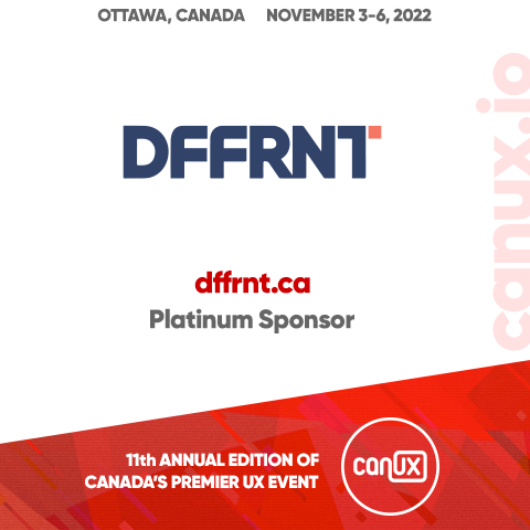 canuxconf's tweet photo. A warm welcome to Platinum sponsors: strategic design consultancy @We_R_DFFRNT https://t.co/2ua2rPs4ub #ux #canux https://t.co/YP9wYzCHiH