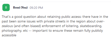 thisisbossi's tweet photo. 20 #anc6d #anc8f 9g
DC Water Planned Urban Development
Lightman unfamiliar w/ private streets, but does ask good question about retaining public access prompting the attached question from me into the Q&A. https://t.co/kOY0xNNsS0