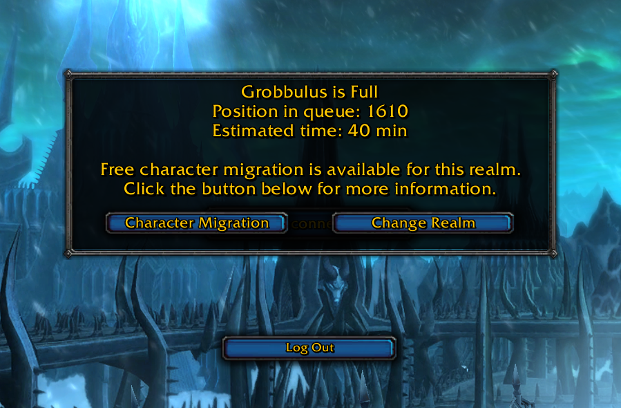 mulltiy's tweet photo. World of Queuecraft 3.0
still 40 minutes to go after 90 minutes waiting already
#wotlk #wowclassic #wrathclassic #warcraft #Grobbulus https://t.co/ADlisCJQV7