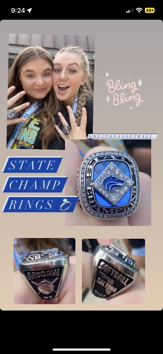 So honored and blessed to receive my high school state champion ring tonight !!💍💙