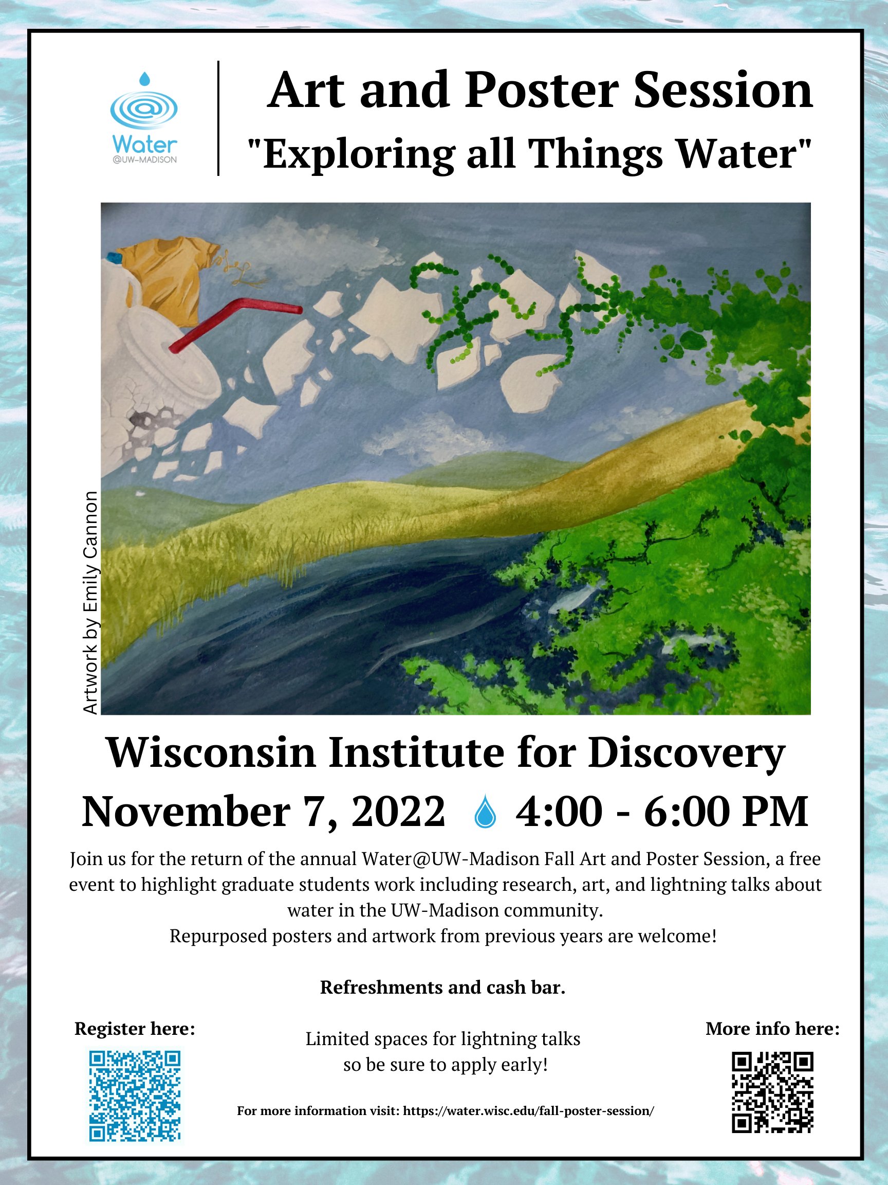 Water@UW-Madison on X: We're dusting off our Twitter account to tell you  to join us November 7th from 4 - 6pm at the Wisconsin Institute for  Discovery for our Art and Poster