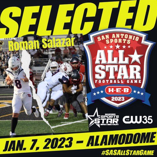 I am truly blessed to officially announce that I have been selected to play in the 2023 San Antonio All Star game!! <a href="/TRRoughRiderFB/">Roosevelt Rough Riders</a> #SASAllStarGame #TeamBlack