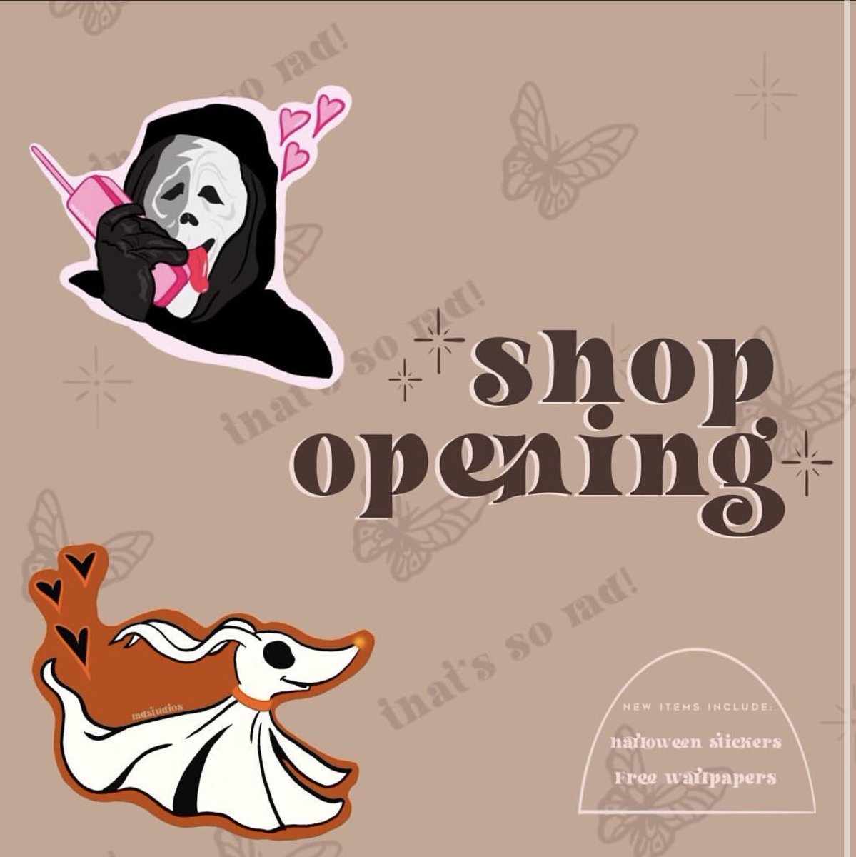 JoshuaRonchi's tweet photo. After all the constant struggles to get to where she is now, I’m so proud to say that my baby has finally opened up her own shop: RAD Studios in the US 🇺🇸 AND CANADA 🇨🇦 GET YOUR STICKERS TODAY✨
#SmallBusiness #artshop #Halloween2022 #stickershop #scream #nightmarebeforechristmas https://t.co/R45Pf7V2HY