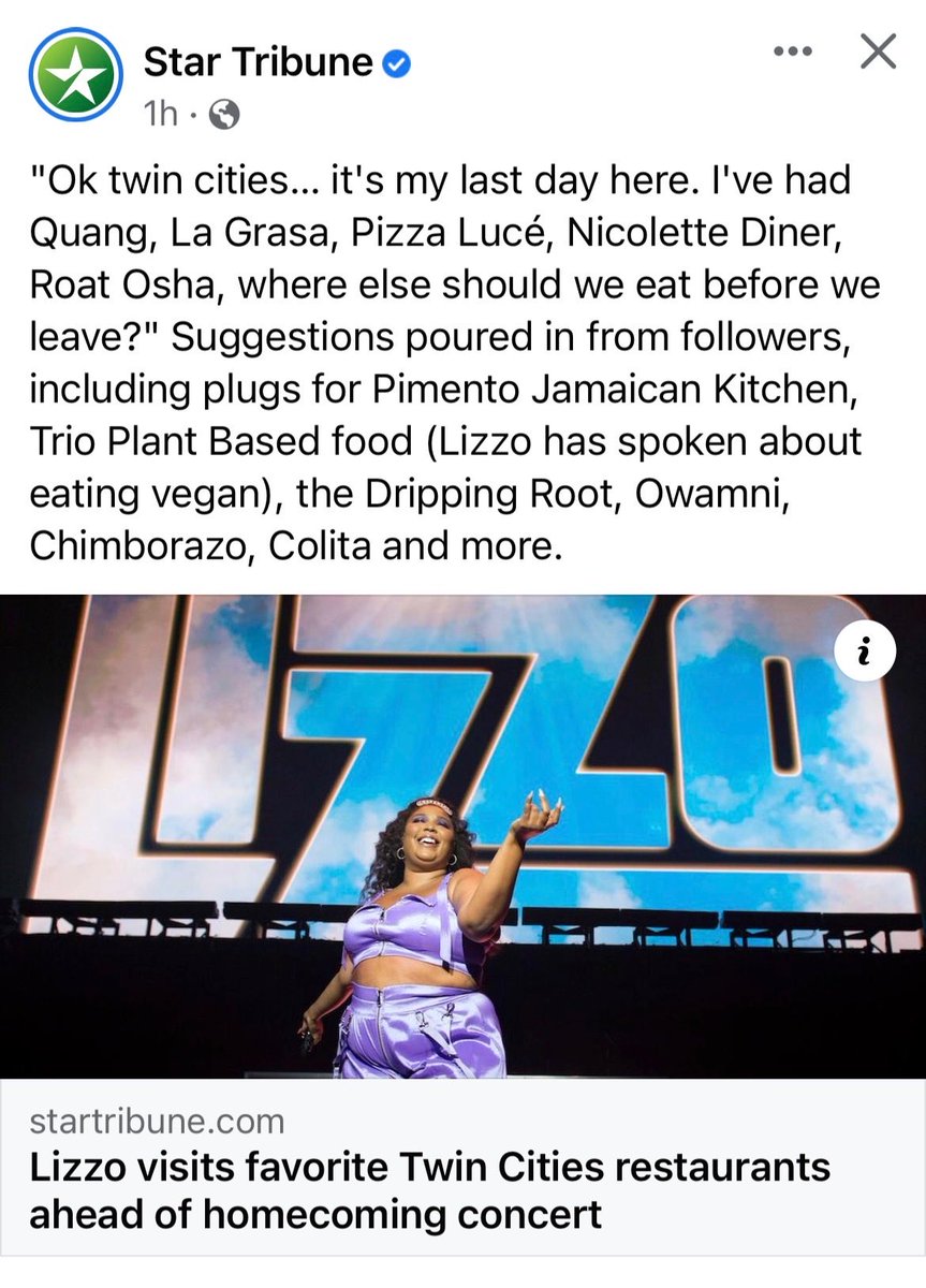 ⁦⁦<a href="/lizzo/">LIZZO</a>⁩ stop playing. You know you’ve earned some ⁦<a href="/Pimentokitchen/">Pimento Kitchen</a>⁩ for how well you’ve repped the TC. Keep slaying for us all. RT if ⁦<a href="/lizzo/">LIZZO</a>⁩ deserves to come home for some #jamaican #jerkchicken or #oxtail. But we’ll even get her some #killdemwidit sauce