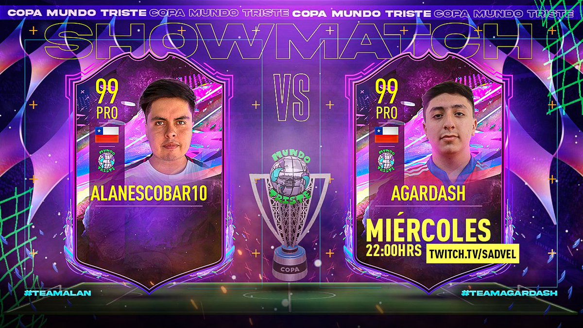 Este miércoles 12 de octubre a las 22:00 hrs transmitiré una llave de exhibición entre el vigente campeón de la ePRIMERA DIRECT TV GO 2022 🇨🇱 <a href="/AlanEscobar7_/">Alan Escobar</a> vs el Top 7 de Sudamérica 🌍 <a href="/agardash_/">agardash🇨🇱</a>.⁣

¿#teamalan o #teamagardash? 👀
⁣
🎟️ Transmisión en Twitch.tv/Sadvel ⁣