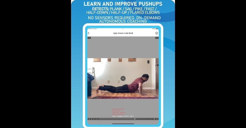 TopPushup's tweet photo. Looking for robust accurate autonomous coaching to help get fit? Post a video of yourself doing pushups and our AI coach gives feedback on seven detectors designed to learn and improve your pushup. Stay private or prove yourself to the world on our leaderboard. Totally free!