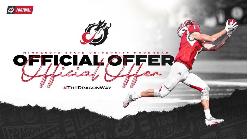 After a great call with @CoachChaseMont, I’m excited to say I have received an offer from <a href="/msum_football/">MSUM Dragon Football</a>! <a href="/CoachLaqua/">Steve Laqua</a> 🐉