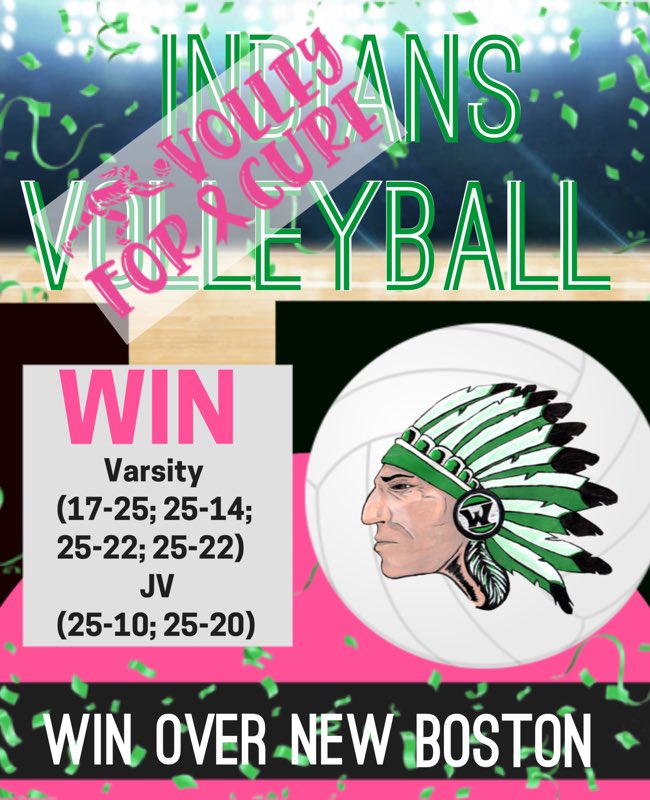 Thank you to everyone who came out and supported the Lady Indians tonight and participated in our fundraiser for breast cancer awareness! 💚🏐💗