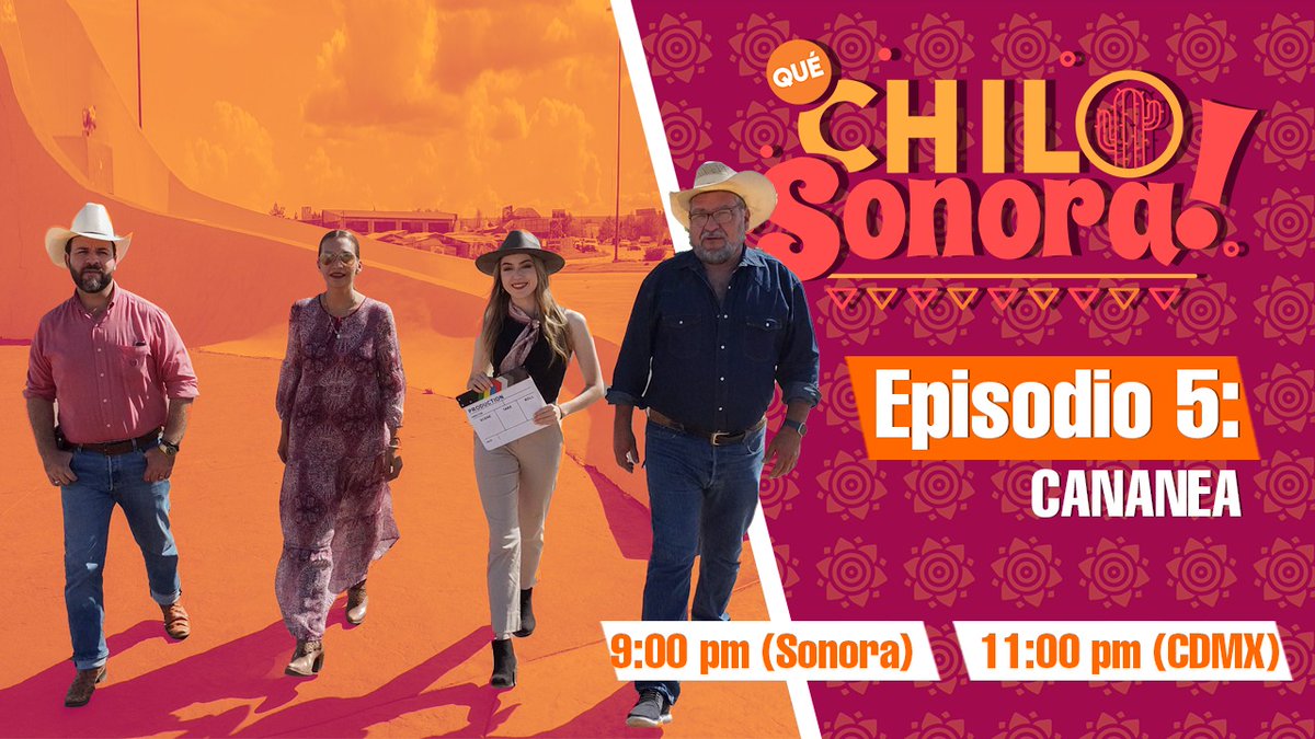 TelevisaSON's tweet photo. ¡YA COMIENZA EL QUINTO CAPÍTULO de #QuéChiloSonora🌵 te invitamos a descubrir Cananea con nuestros conductores y divertirte al máximo.

🗓 Martes 11 de octubre
⏰ 9:00 pm 
📺 Canal 12.1 (112 de Megacable)
🔴 En vivo: https://t.co/h9HVd3RhvR https://t.co/L1EuvzIXp0
