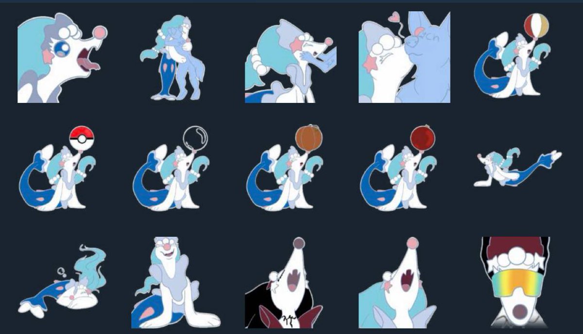 ManedAttraction's tweet photo. Another sticker pack I finished for my husband a few months ago too!

#themanedattraction #telegramstickers #telegramstickercommissions #furry #oc #fursona #pokemon #primarina https://t.co/M5OWQfthYm