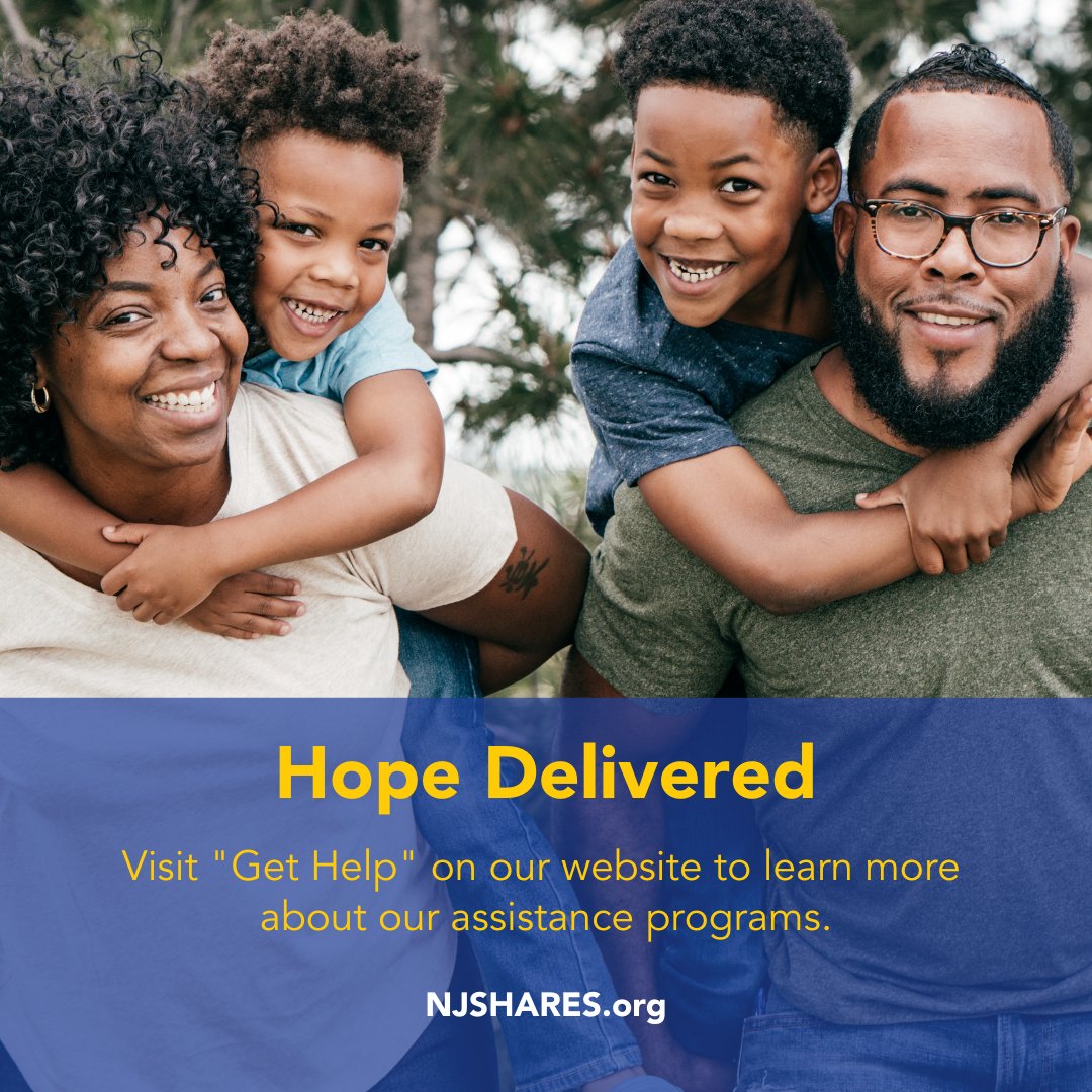 NewJerseySHARES's tweet image. As a safety net for New Jersey residents, NJ SHARES helps provide the financial assistance and backing to help you rest easy in times of need. Visit NJSHARES.org to get help and find out if you qualify for aid and assistance packages.

#OfferingHope #DeliveringHelp