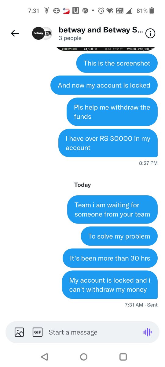 onlyvally's tweet photo. @BetwaySupport @betway @Betway_India pls reply and solve my problem https://t.co/hzUUGrVdjc