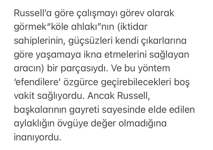 “Aylaklığa Övgü”

“Çalışmak Abartılmış Bir Erdemdir. “      
mi ?

Bertrand Russell

#deprem
#KızılKahinGeneBildi
Amerika'ya
Omurga
Omurgasız
#BüşraKabataş
Kiralık
Davutoğlu
Babacan
Ayşenur Arslan
#AcıkveNet
#18EylülSoruşturulsun
#Yzncüyıla100bnogrtmn
#AlgınızıSiLeyim