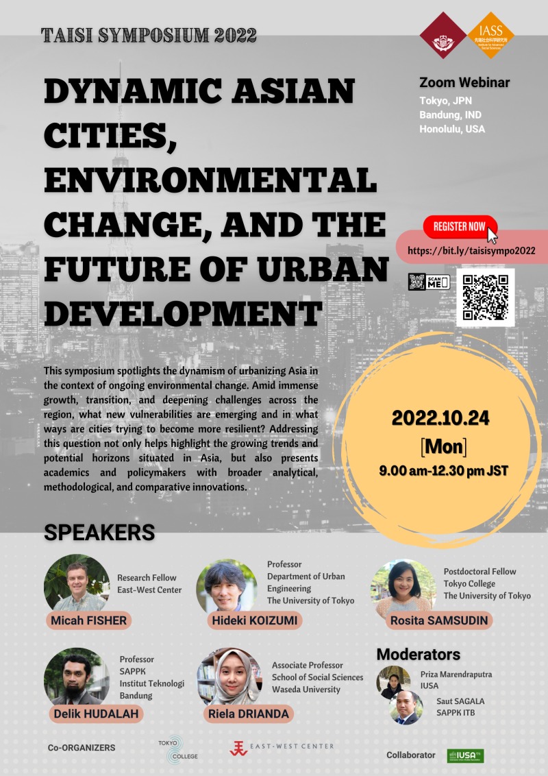 OFFICIAL_SAPPK's tweet photo. TAISI Symposium 2022: “Dynamic Asian Cities, Environmental Change, and the Future of Urban Development”, 24 October
On October 24th, SAPPD ITB, in collaboration with Waseda University, the University of Tokyo, and IUSA (Indonesian Urban Studies Association), co-organizes https://t.co/kyLsF6qjWf
