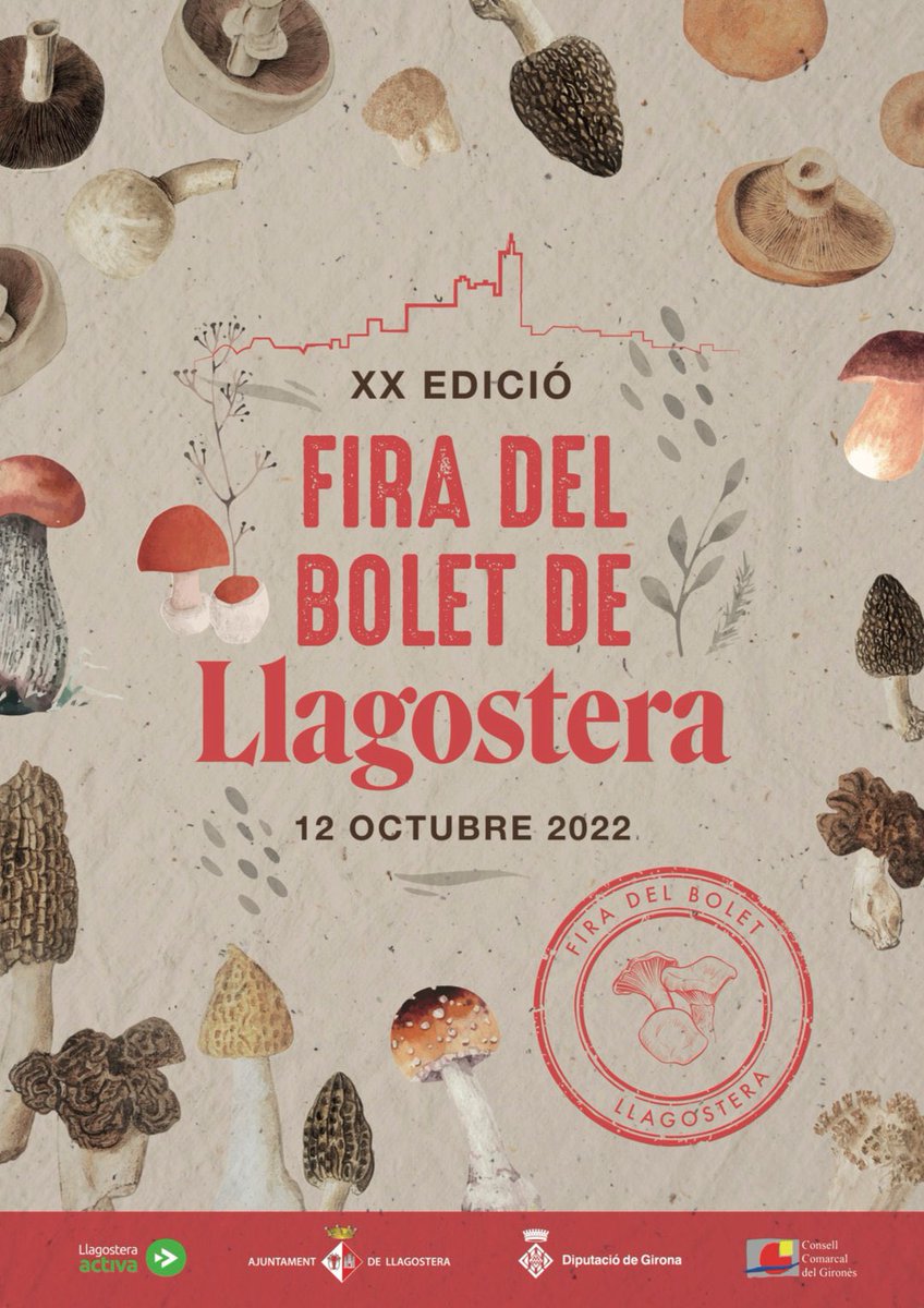 🍄 #Bondia‼️ Ha arribat el gran dia de la #FiraBoletLlagostera. 

🎉Avui celebrem 2️⃣0️⃣ edicions amb moltes ganes i activitats ‼️

🛍 🍽 🤳🛏 Veniu a gaudir de #Llagostera #visitallagostera  

👀 Programació 👉 llagostera.cat/pdf/fira_bolet…