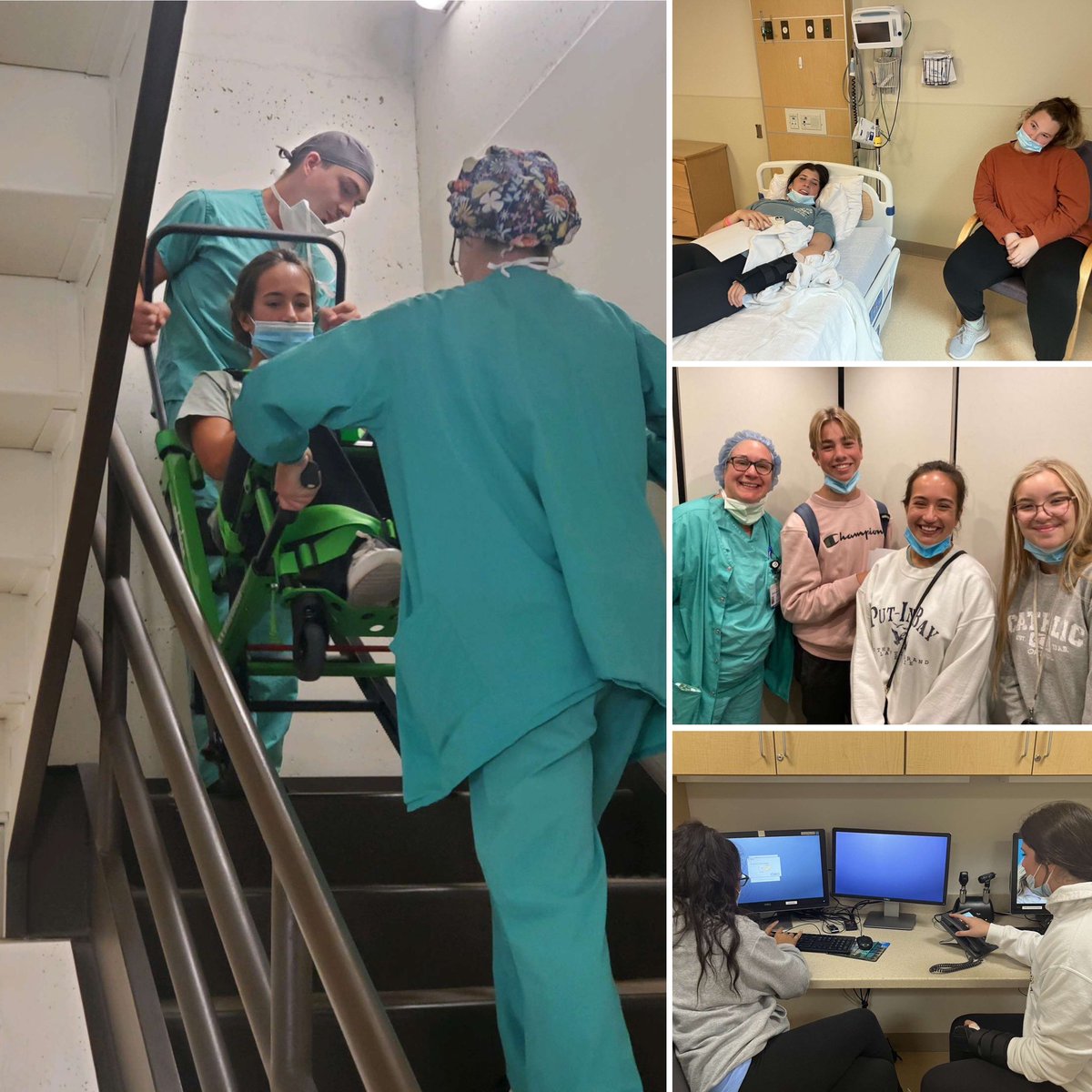 SmccTeen's tweet photo. Today some of our TLC members went to Firelands Regional Medical Center to help train employees in a disaster simulation. The others hosted at convocation in memory of Gil Kromer. #AllForOne #gilstrong #dowork https://t.co/BEto37CPBf