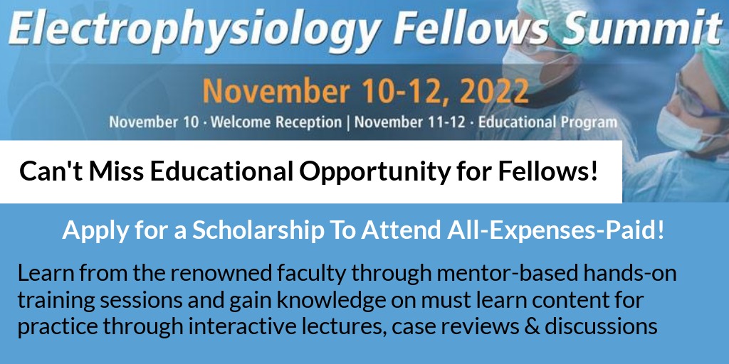 #epeeps Apply for all-expense-paid attendance to the premier educational event for trainees, the EP Fellows Summit, November 10-12, 2022 in Charlotte. The renowned faculty lead hands-on training sessions & explore must learn content for practice epfellowssummit.com