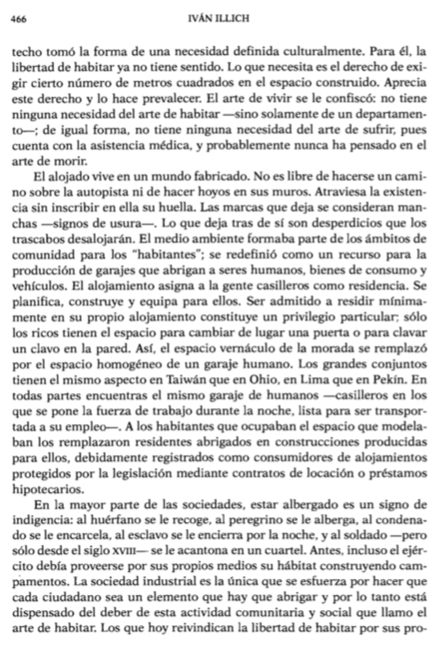 Don_Mondragon's tweet photo. Hoy quiero compartirles las primeras páginas de un ensayo de Iván Illich que se llama "El arte de habitar". Es un ensayo que me resuena en el capítulo que estamos leyendo en el #ClubBenjaminLay, y también me resuena en Javier, en David y en otra gente que se ha ido en estos días https://t.co/FhJKwlL5Ex