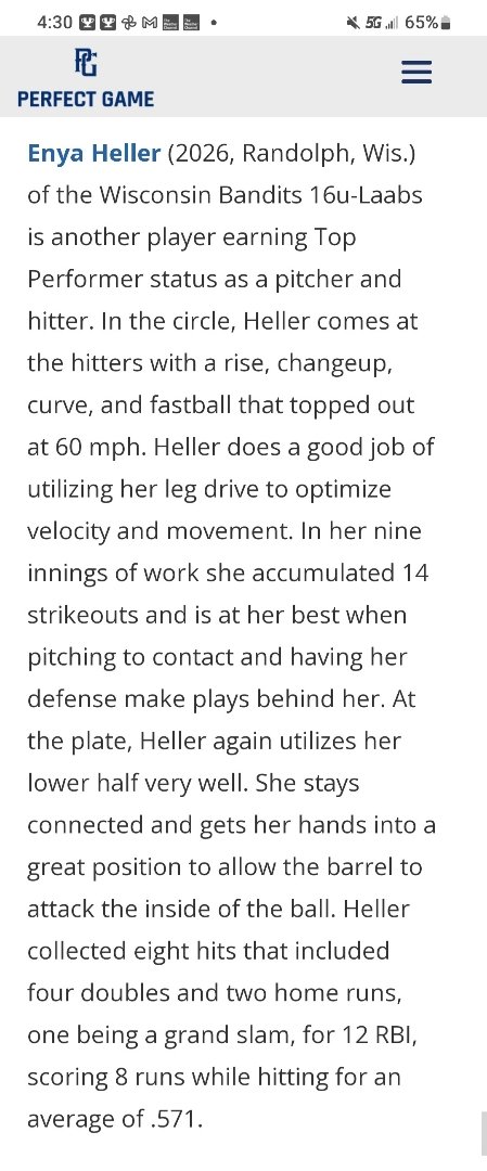enyaheller80's tweet photo. Thank you @PG_Softball for the great write up.
@WisconsinBandi1 https://t.co/cnnleHYK6z