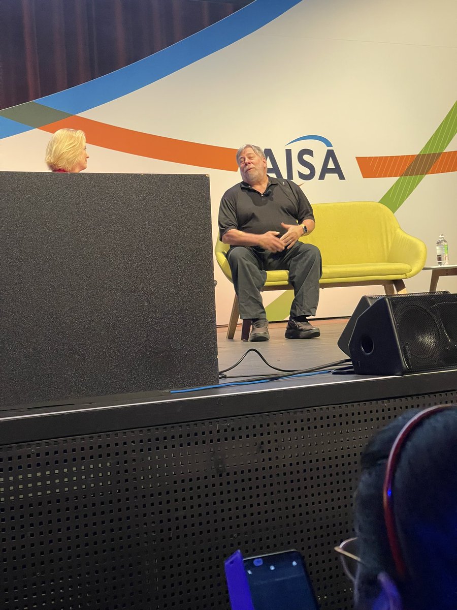 Front row seats for the fireside chat with Steve Wozniak at AISA - my very first computer was an Apple //c that Steve designed.